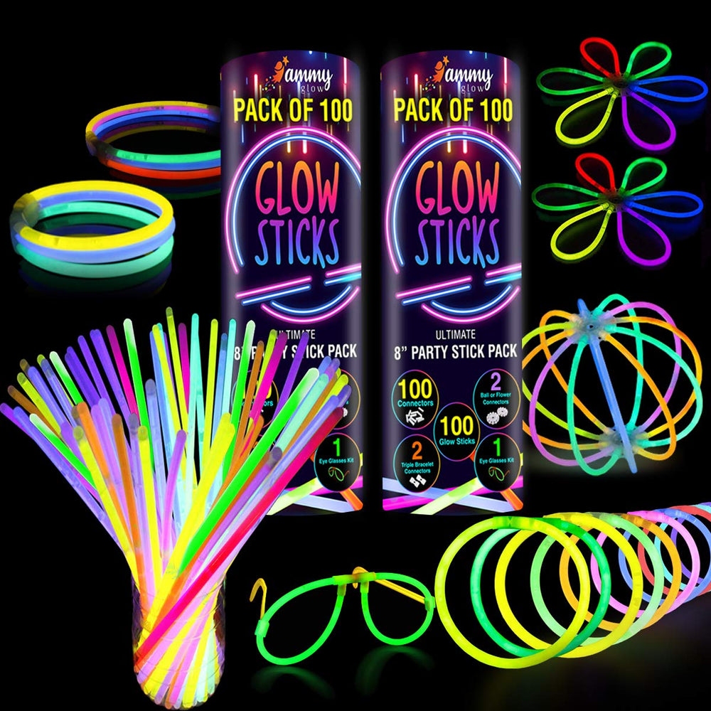 Ammy Glow 410 Pcs Glow Sticks Bulk Pack offering long-lasting party lighting.