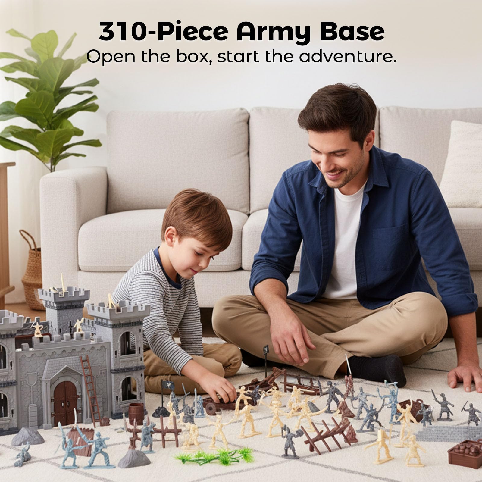 AMOR PRESENT 310pcs knights cream gray blue figures for colorful team play and creative battles.