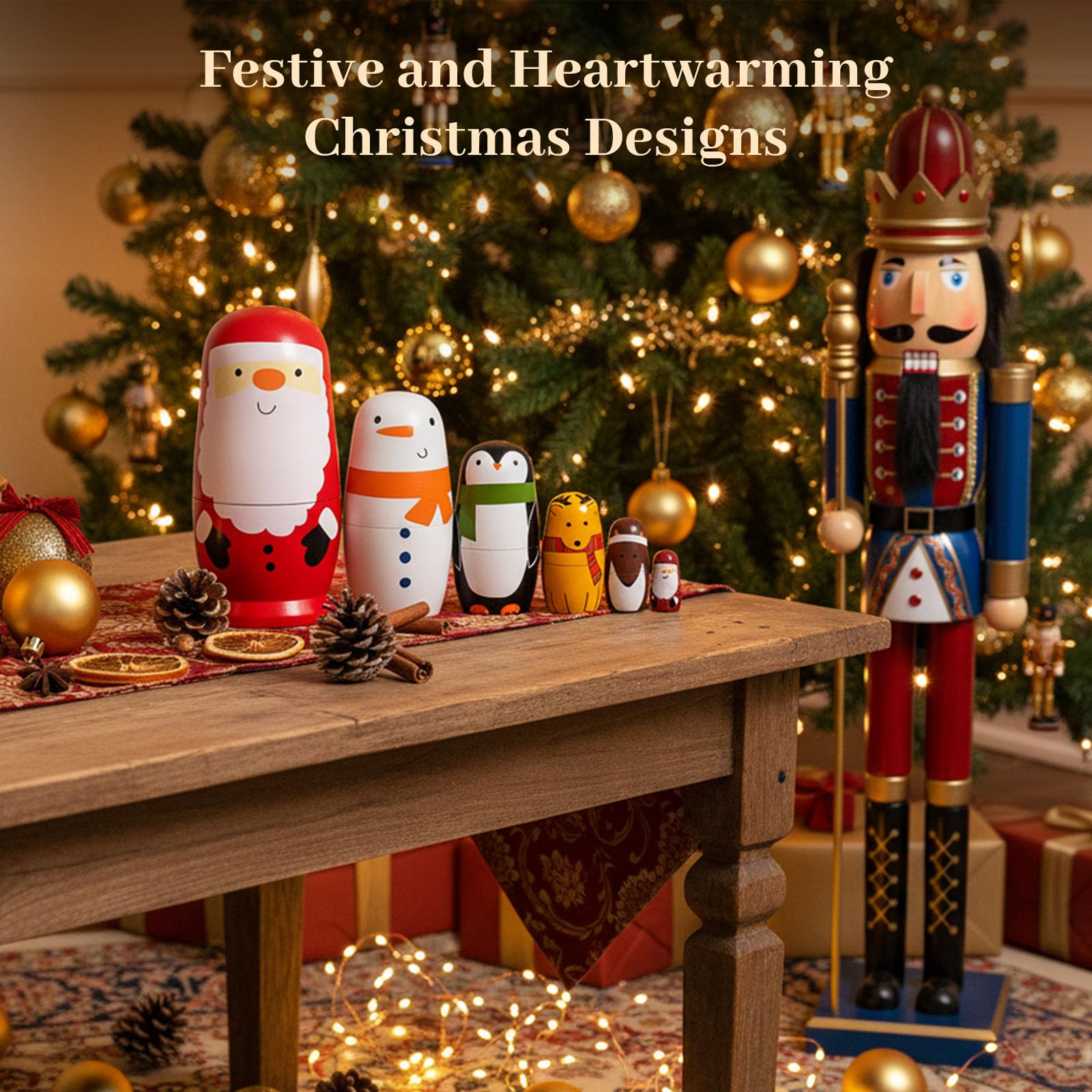 AMOR PRESENT 6-piece set on a shelf, colorful figures spark imagination.