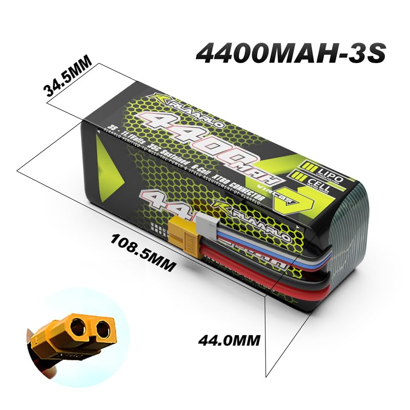 AMORIL 4400mAh 11.1V LiPo in use powering an RC truck with reliable 35C discharge.