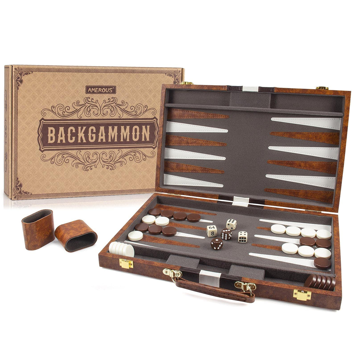 AMEROUS backgammon board folding for travel-friendly play