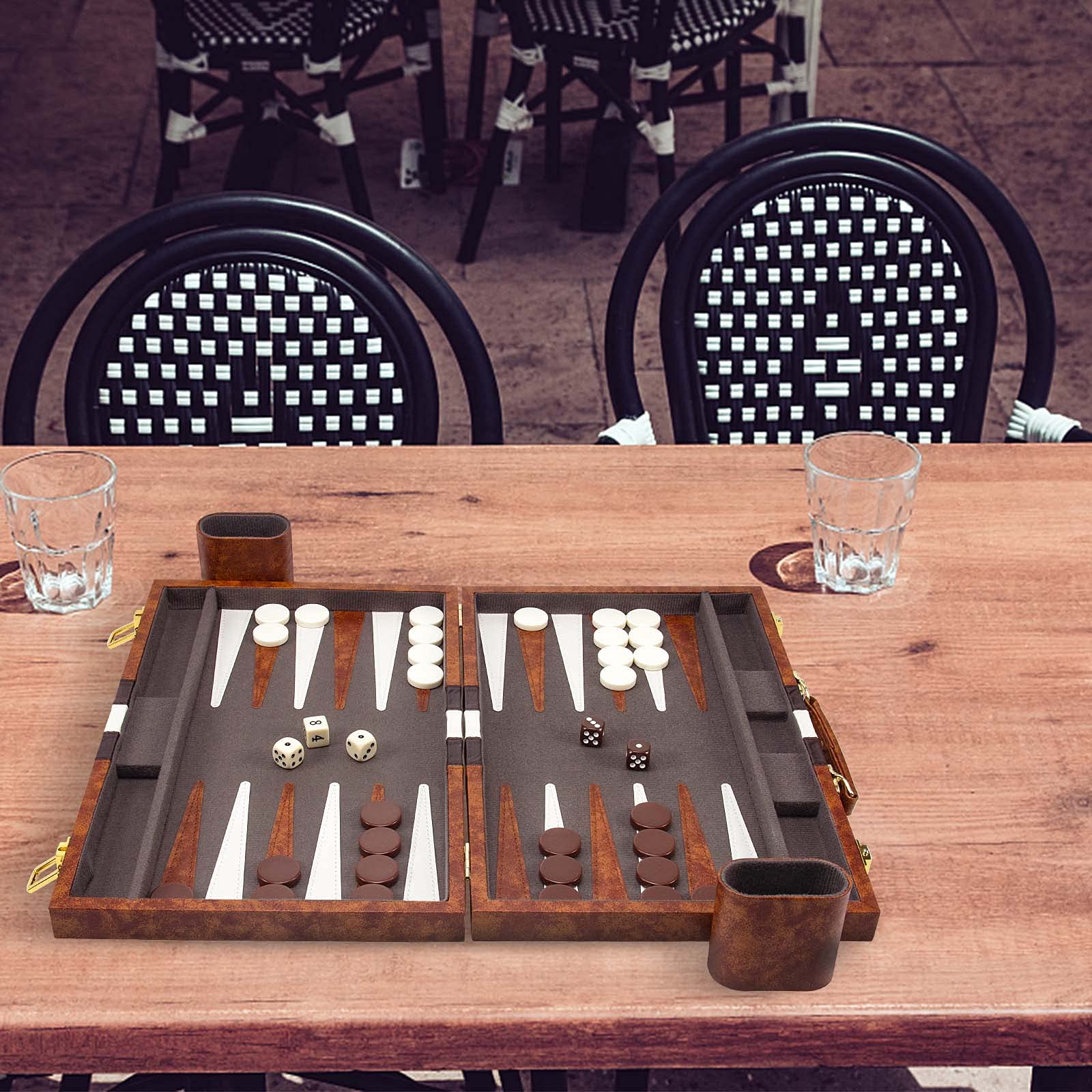 AMEROUS backgammon board open layout showing full playing surface