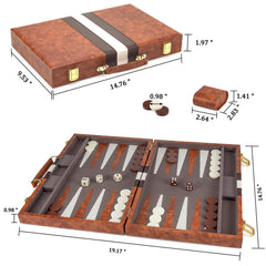 AMEROUS backgammon leather case with buckle and handle