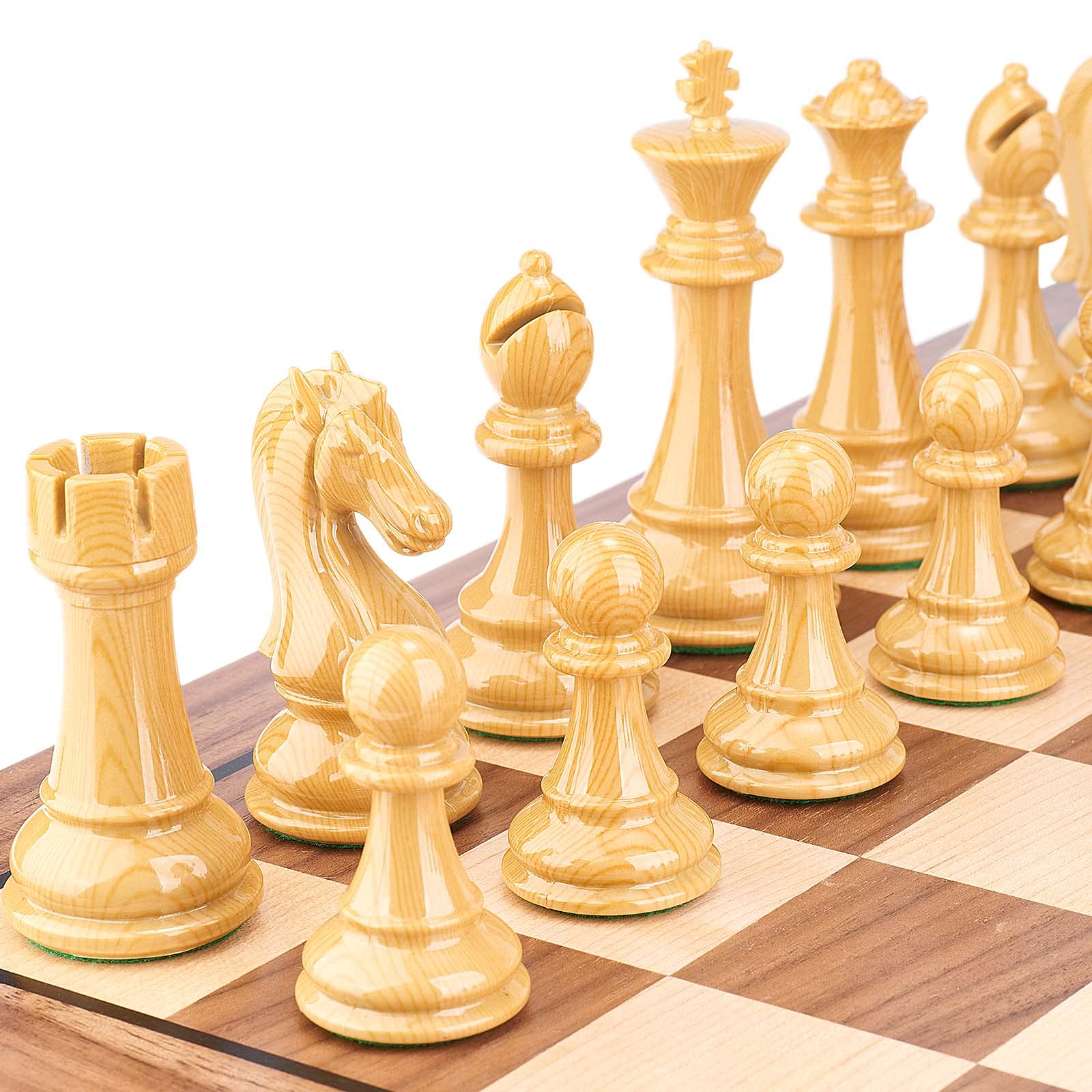 AMEROUS rook piece with wood-grain finish enhances board aesthetics.