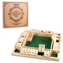 AMEROUS shut the box game board for four players and family fun.