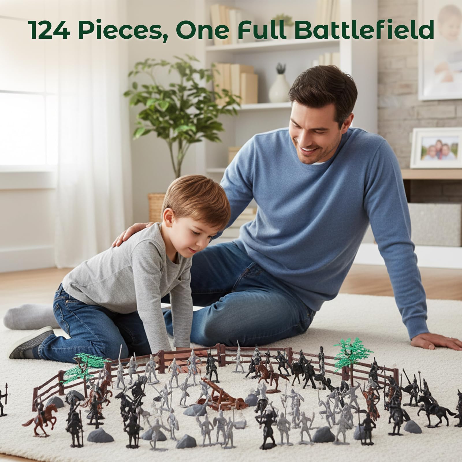 AMOR PRESENT knight figures closeup 2 inch shows sturdy, kid-friendly design for small hands.
