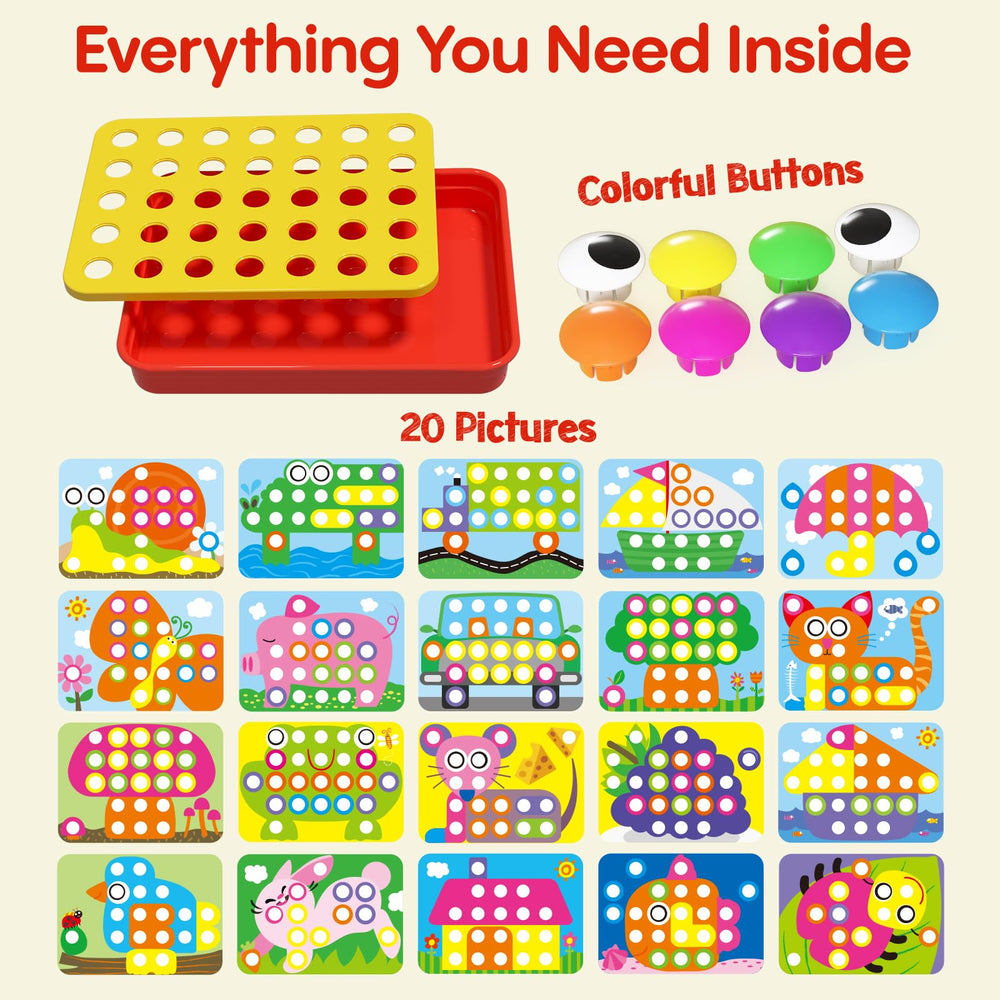 AMOSTING Button Art Toy color buttons close-up highlights vibrant pieces for hands-on play