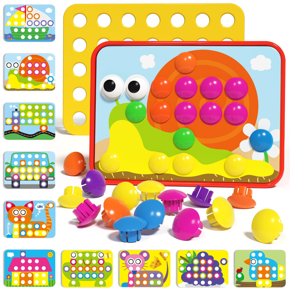 AMOSTING Button Art Toy pegboard setup encourages creative pattern building