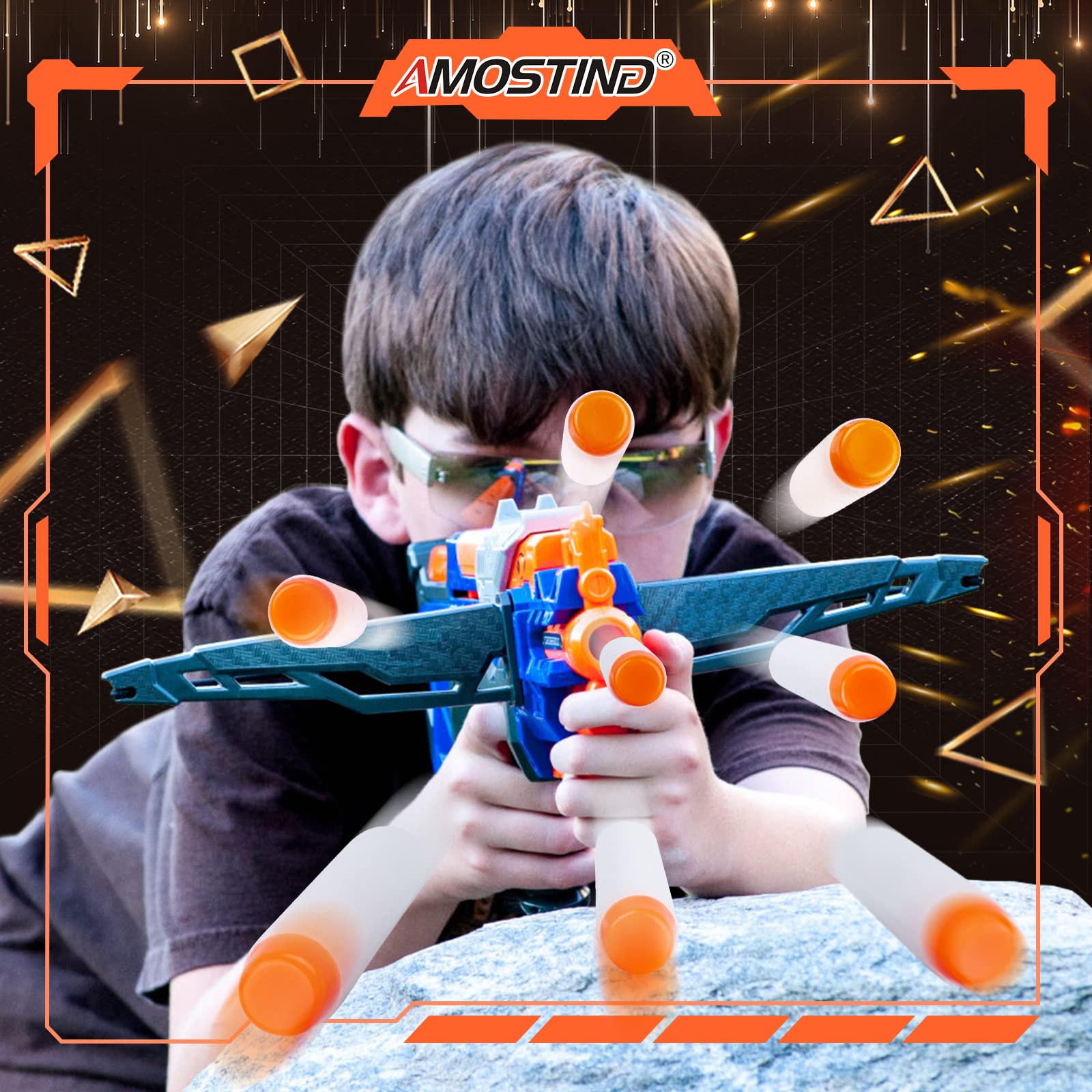 AMOSTING durable plastic and EVA foam construction for lasting Nerf play.