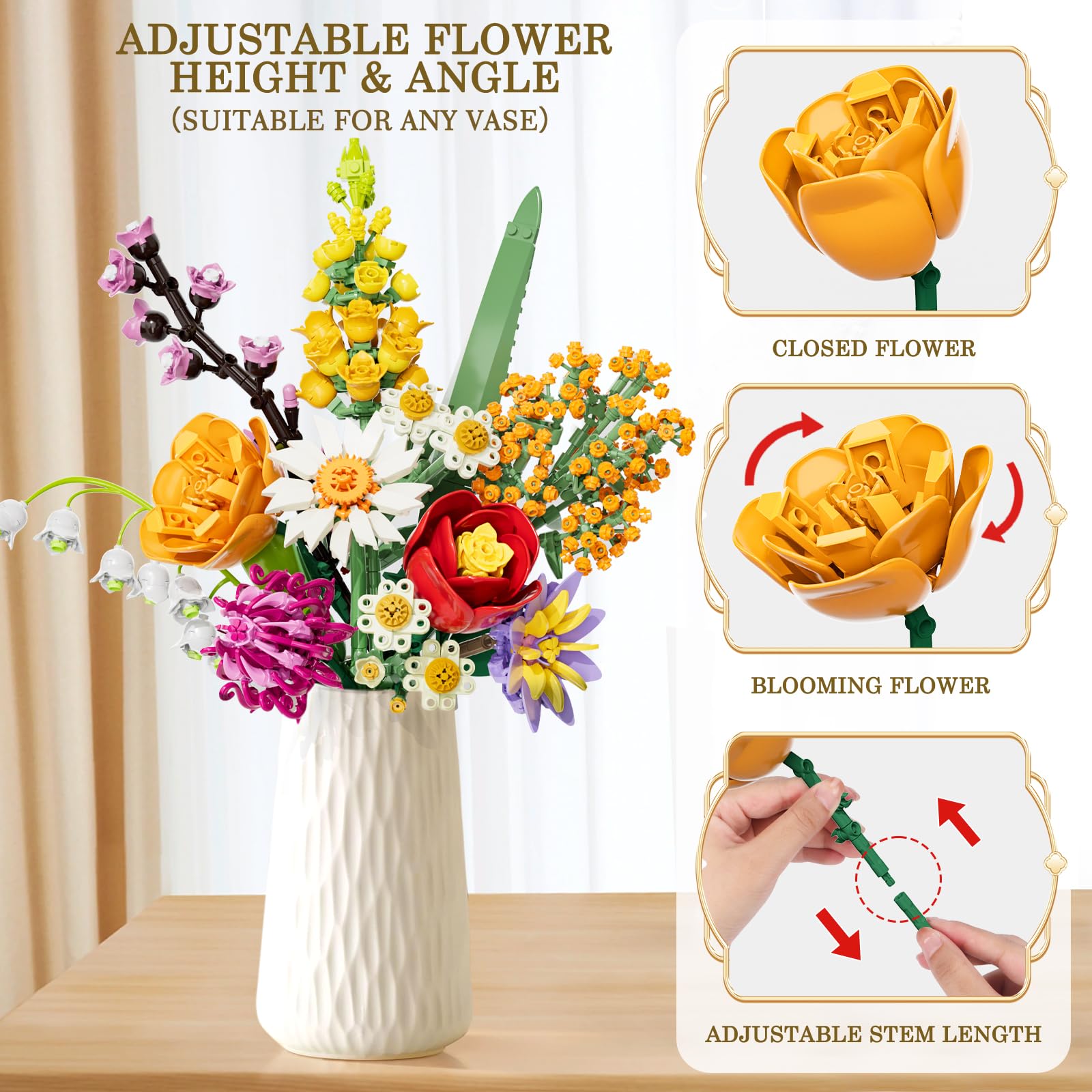 Amoyasite set featuring 10 types of flowers for color-rich arrangements.