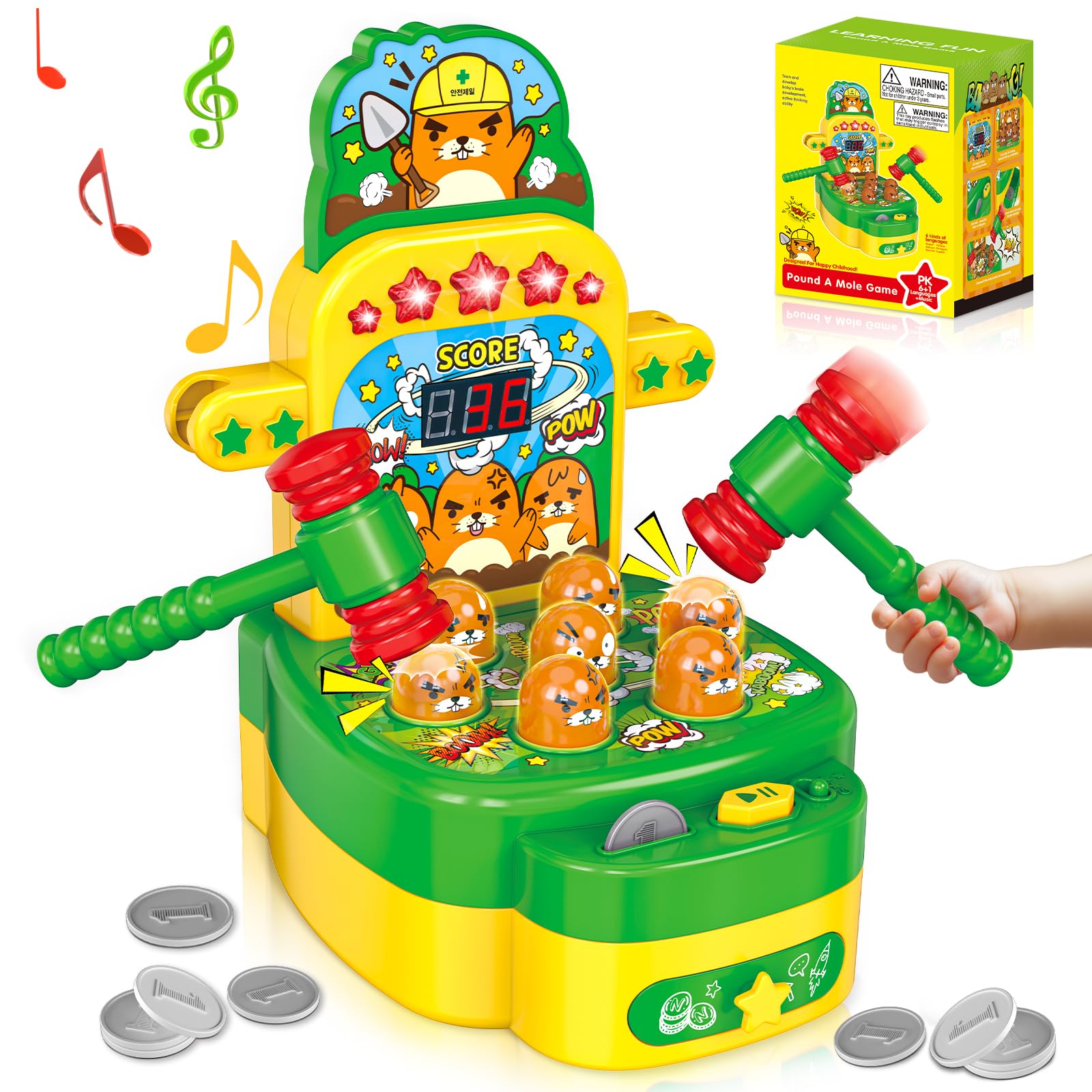 Amoyasite Whack A Mole with marmot design for family arcade fun at home