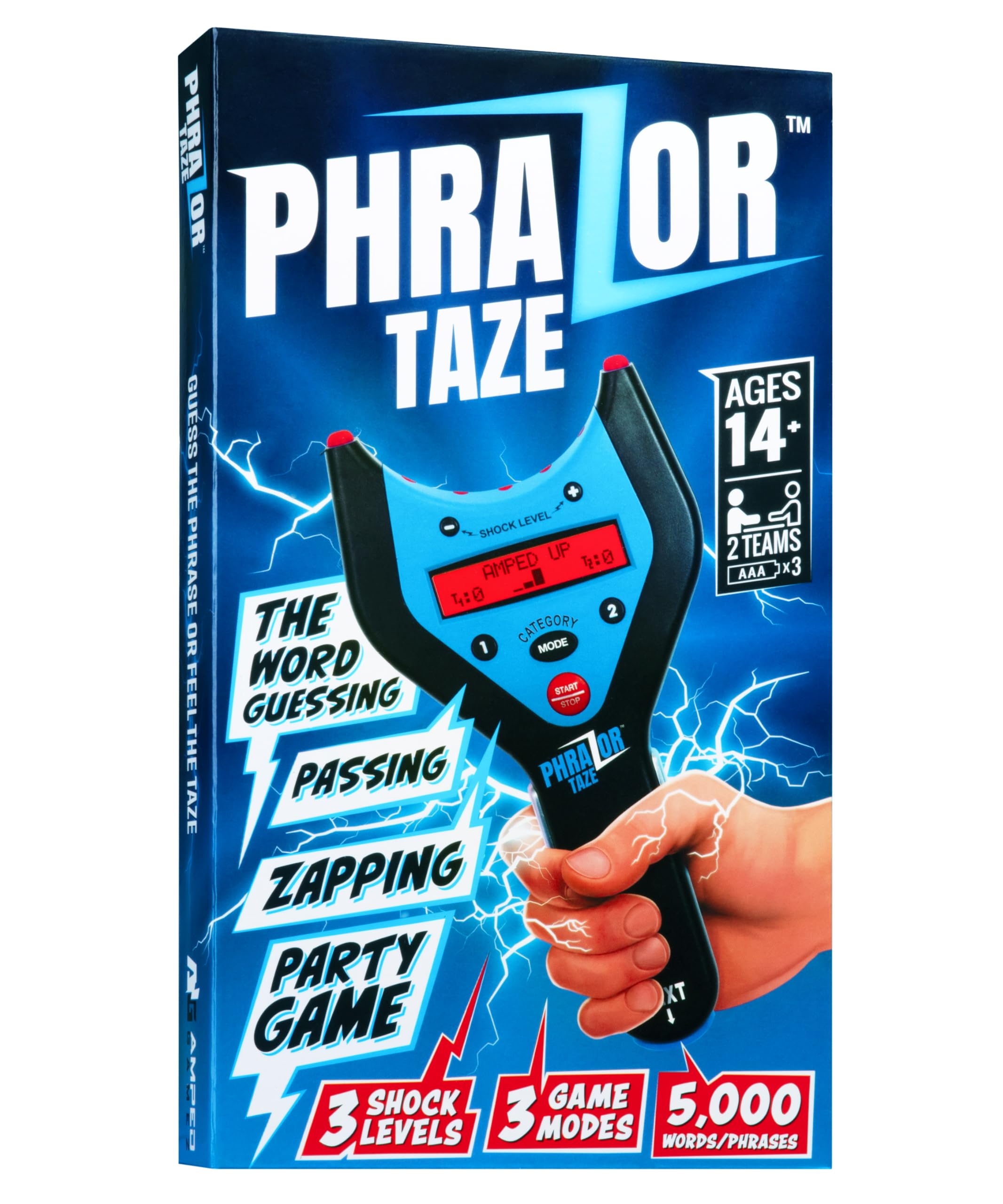 Amped Gamez PhraZor Taze front view with LED lights ready for party play