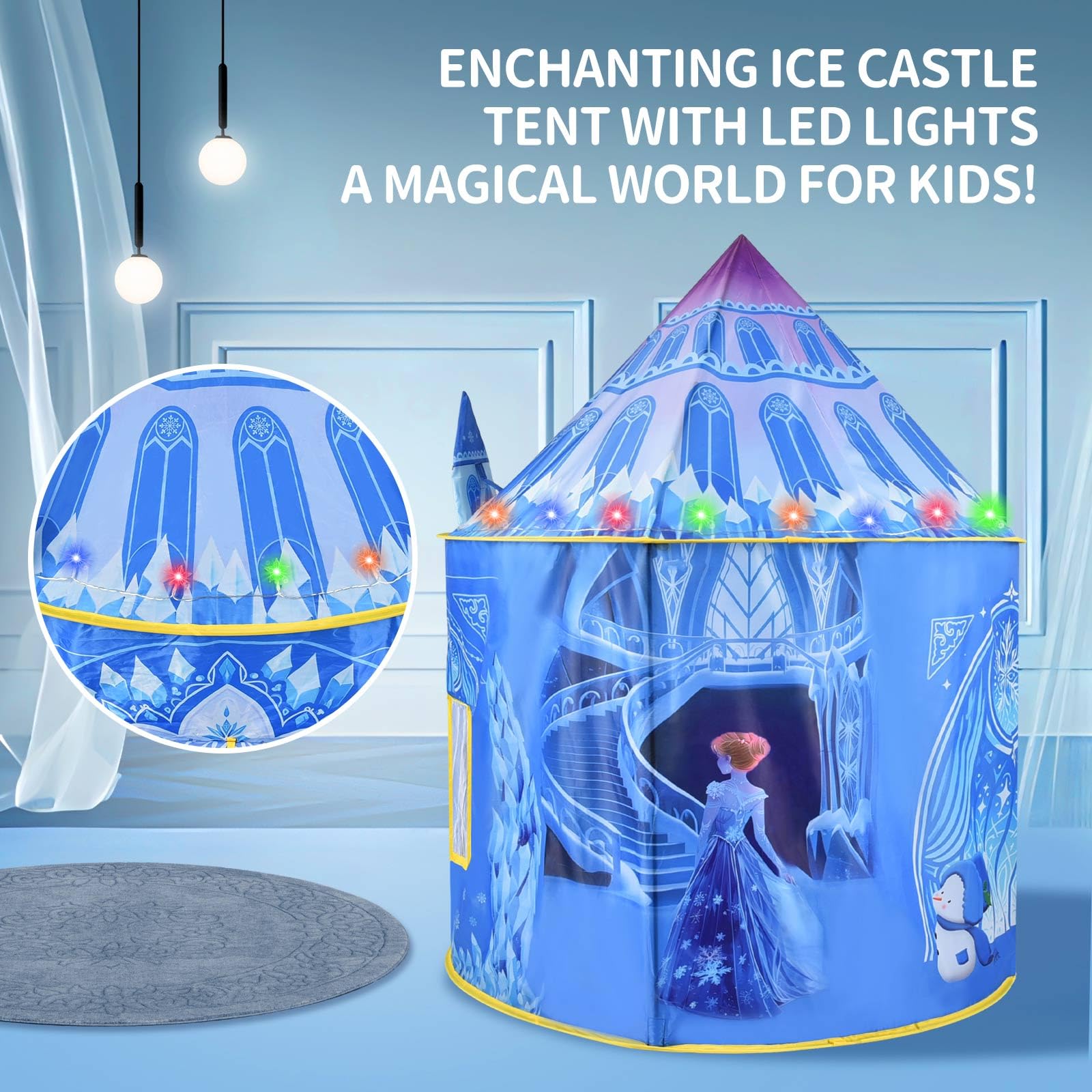 Amplov ice castle tent offers 53 by 41 inches of spacious space