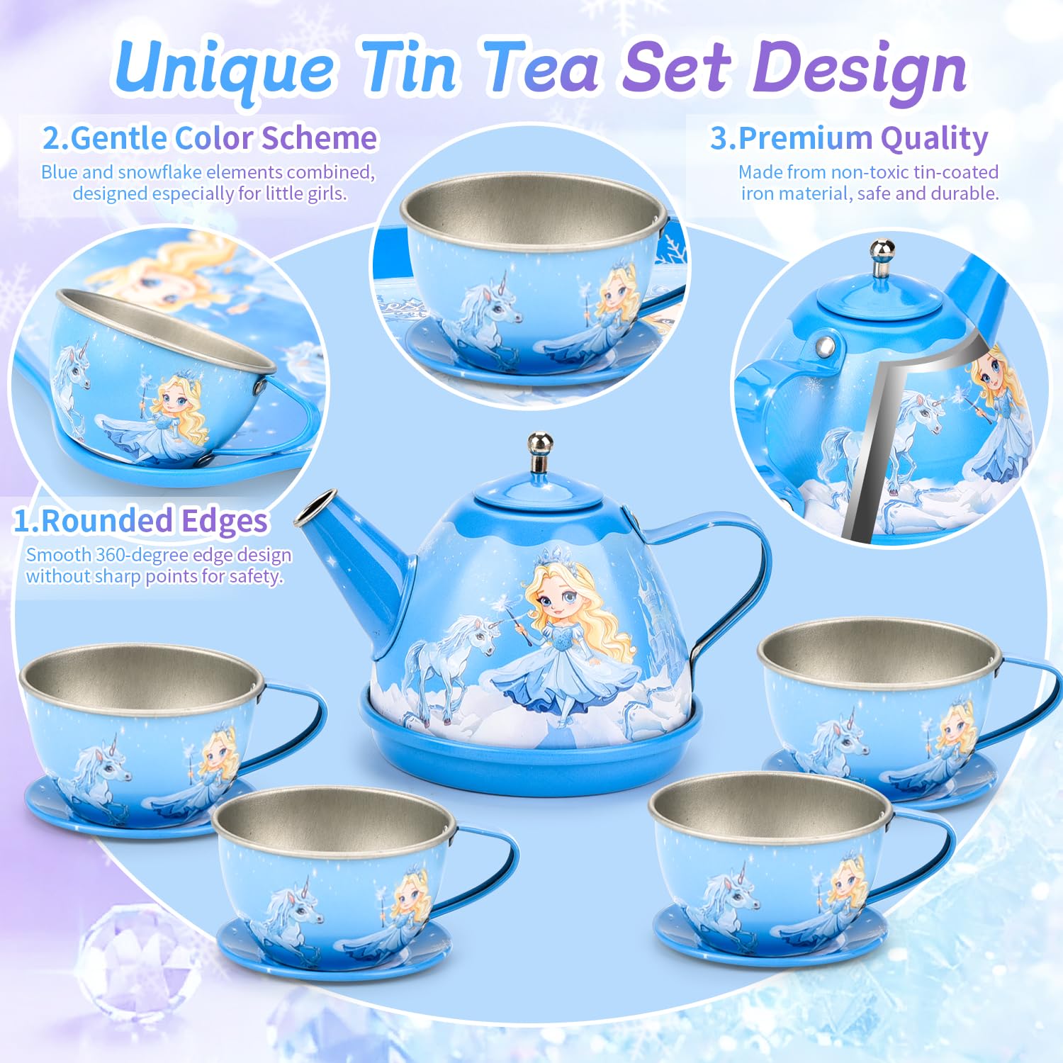Amplov princess tea set saucers for delicate, shareable playtime