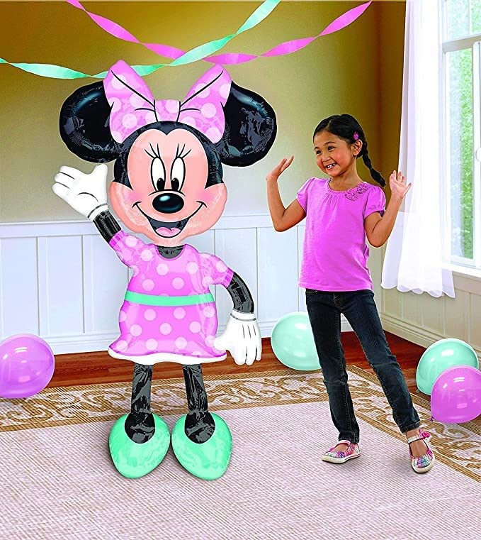 Amscan Minnie Airwalker with self-sealing valve, foil balloon ready for quick inflation.