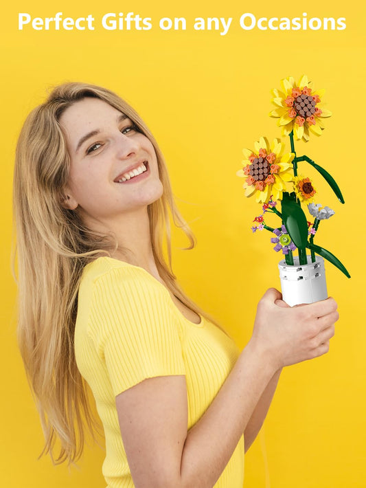 AMSHINE flower-bouquet-with-vase-building-toy ideal for creative bonding and display