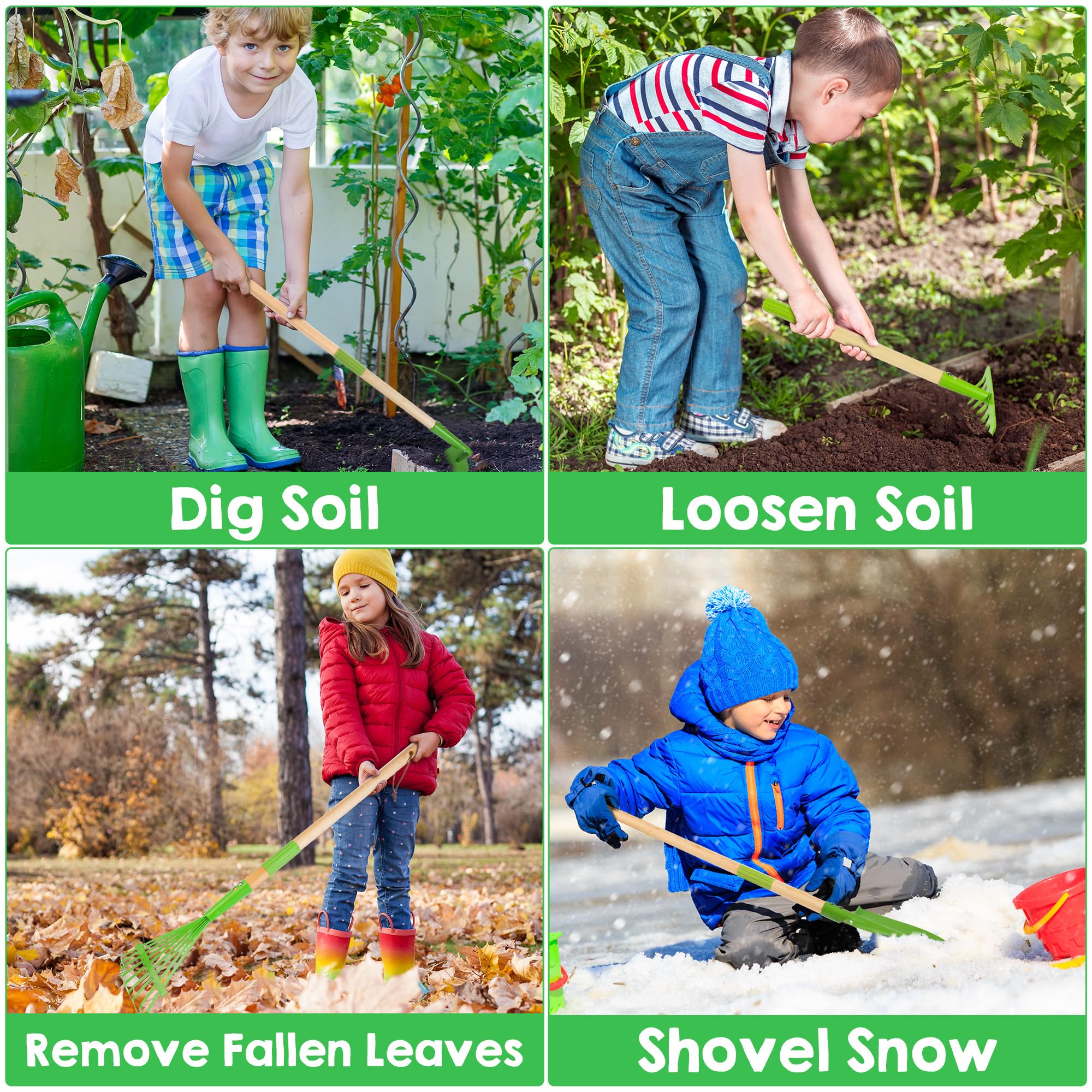 Amtreen kid-friendly rake for small hands and pretend garden tasks.