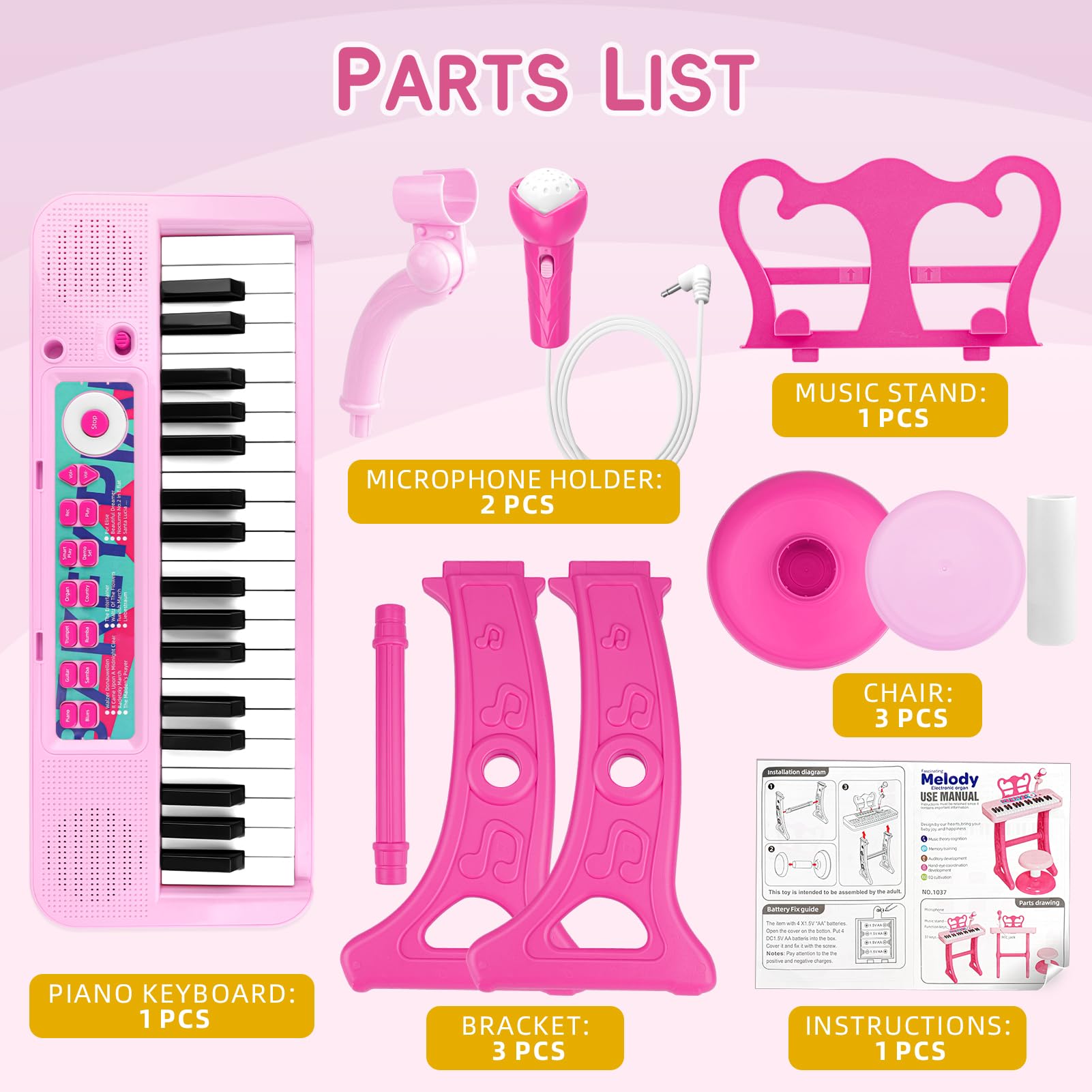 Amy and Benton piano toy offers instrument tones for varied musical exploration.