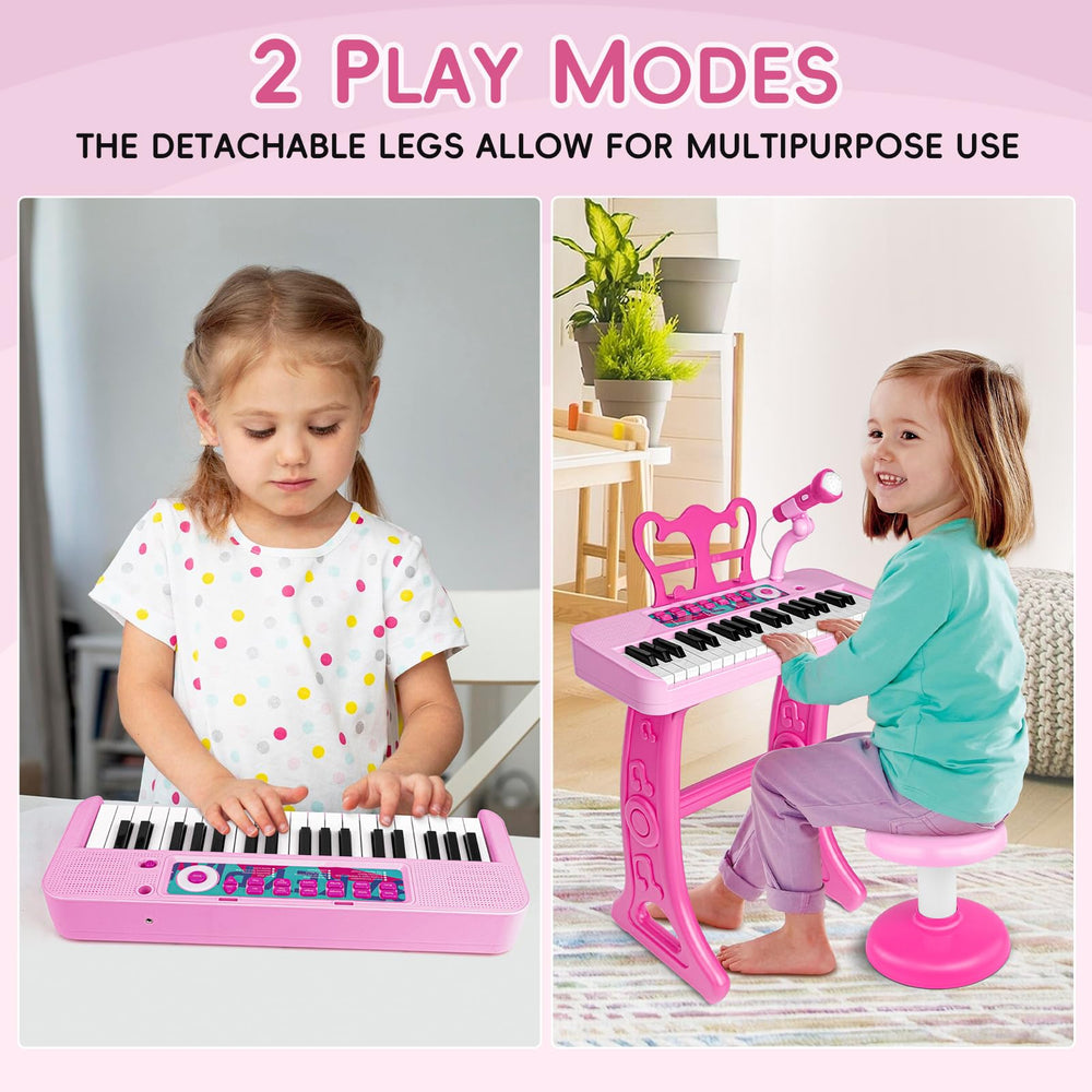 Amy and Benton pink piano toy with 22 demos sparks creative play sessions.