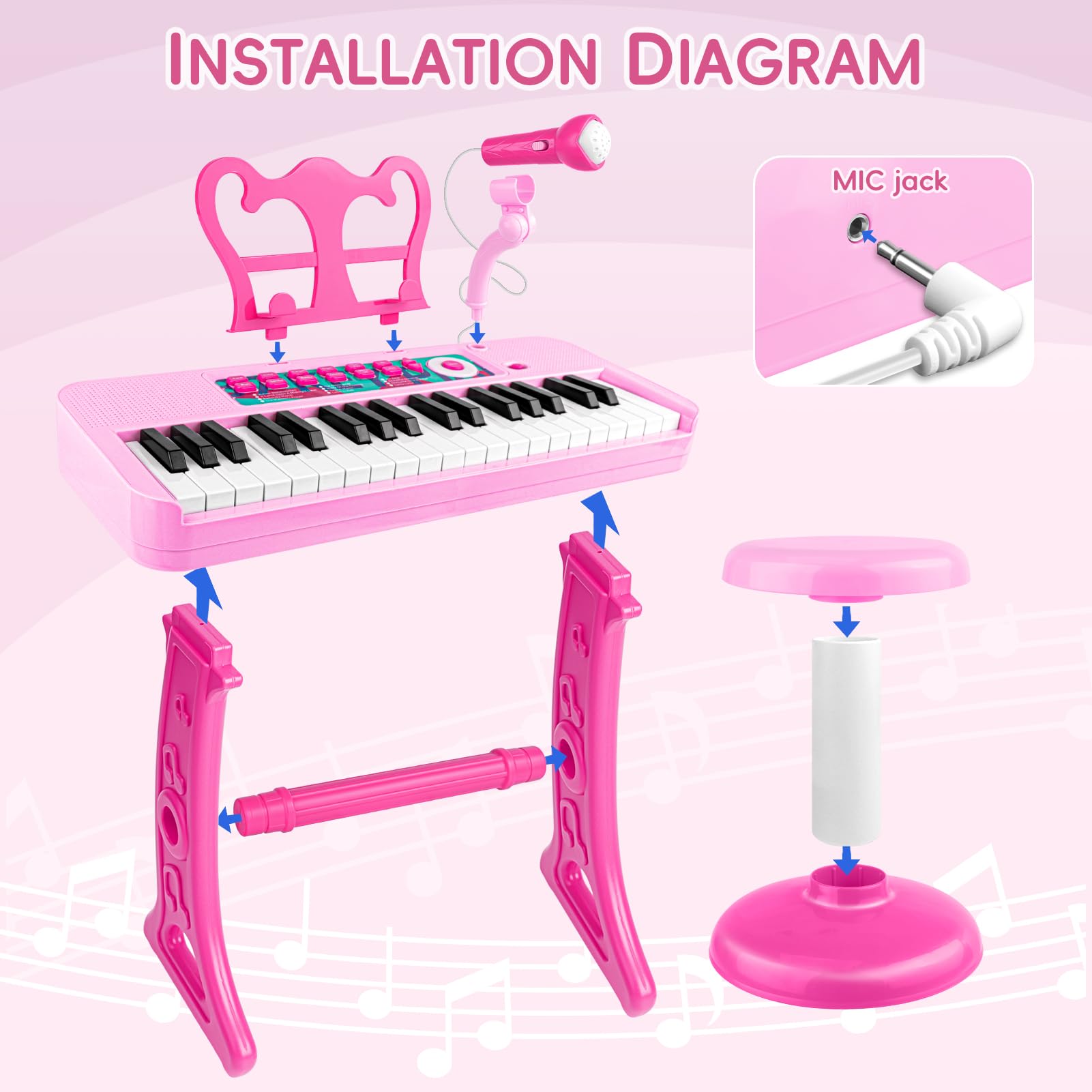 Amy and Benton adjustable microphone adds pretend karaoke and vocal practice.