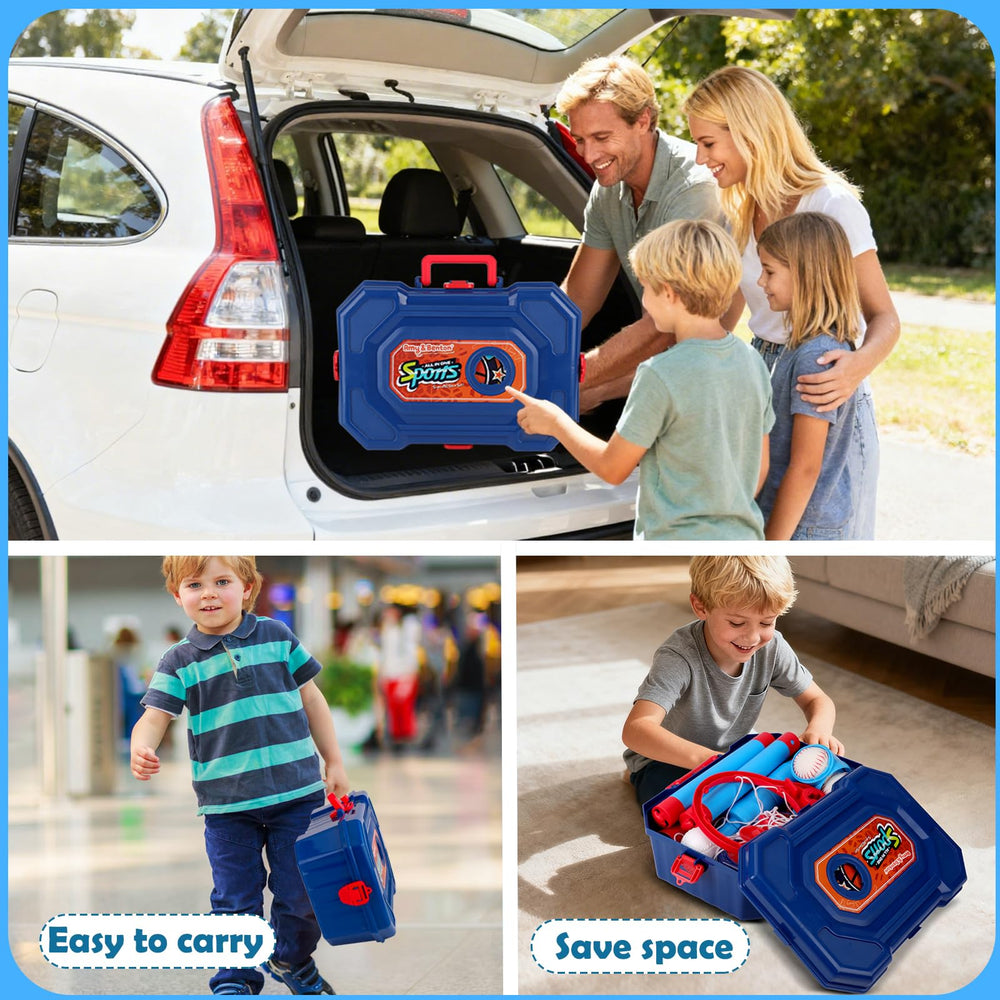 Amy & Benton storage compartment keeps balls and accessories organized.