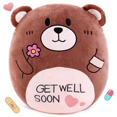 AmyToo Get Well Soon Teddy Bear Pillow 14.5-inch for recovery comfort.