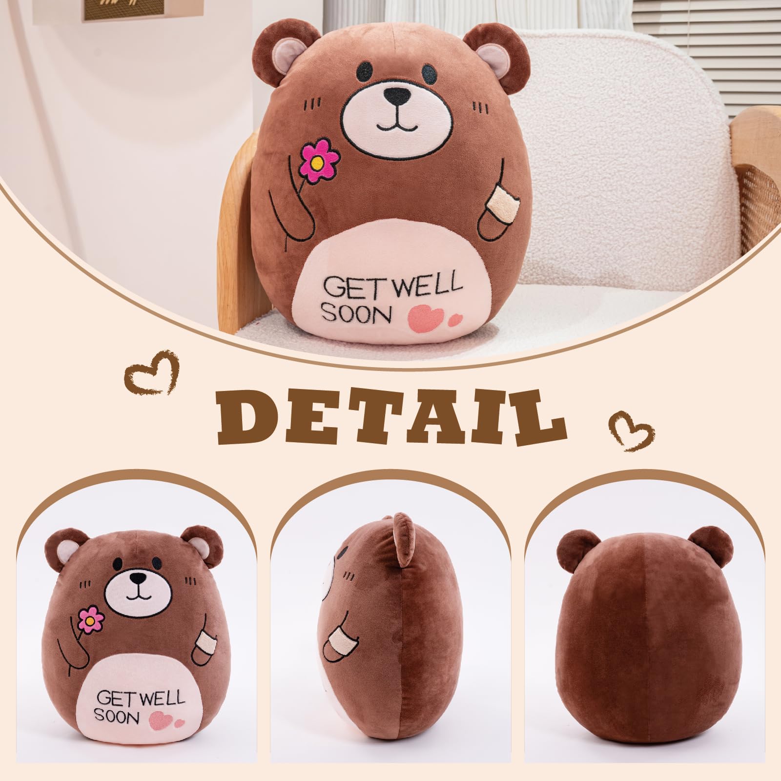 AmyToo Washable Teddy Bear Pillow for easy cleaning.