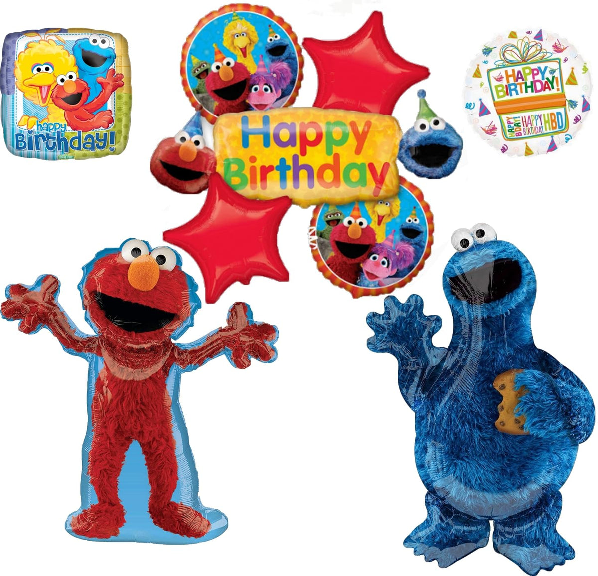 Anagram banner featuring Elmo and Cookie Monster for a Sesame Street themed birthday focal point.