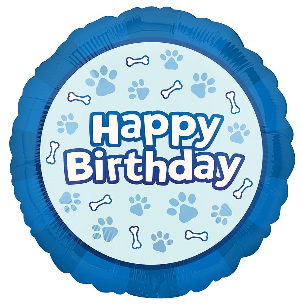 Anagram Happy Birthday 18-inch foil balloon supplies festive Bluey-themed decor.