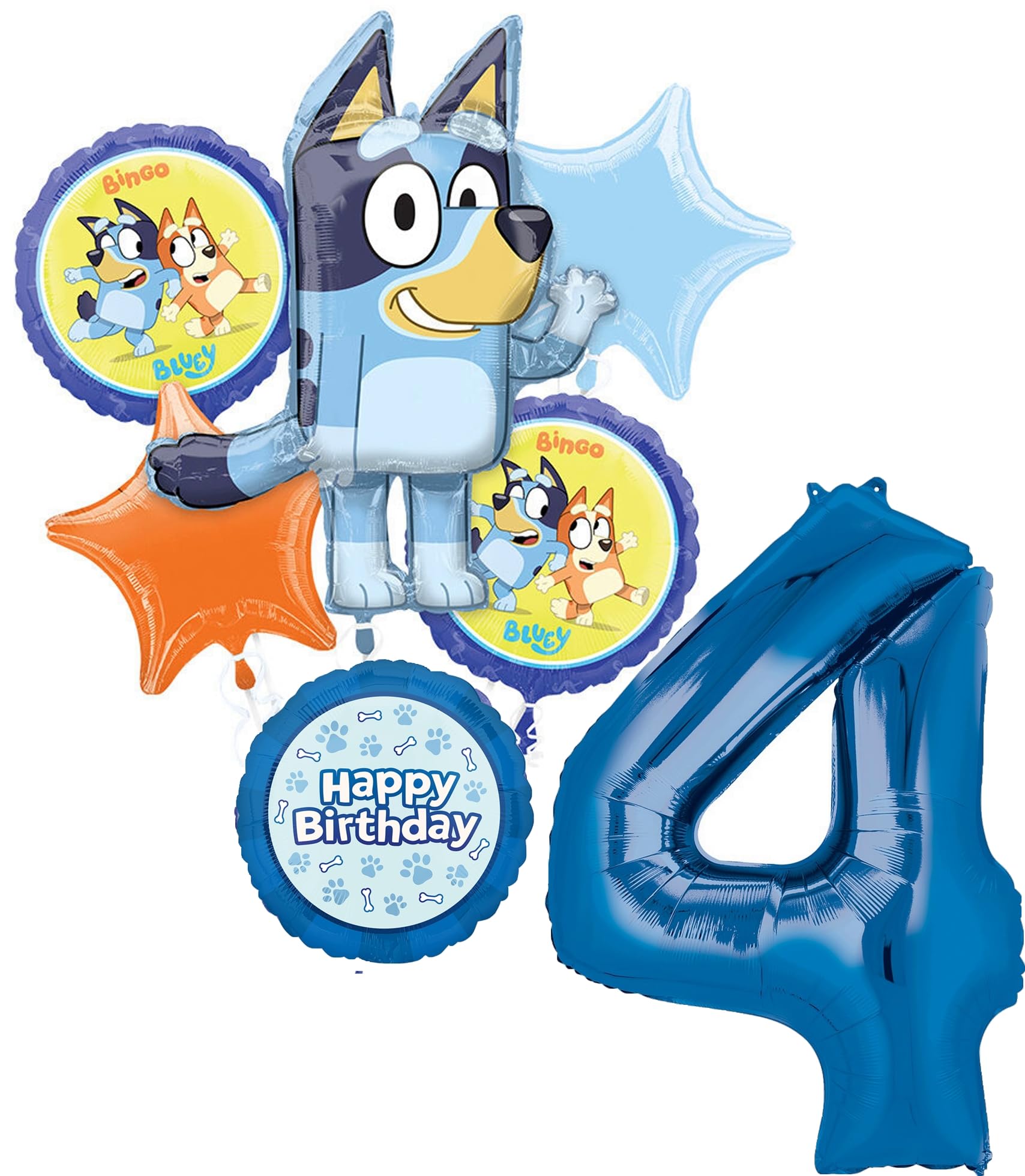 Anagram Bluey 34-inch number 4 foil balloon for a birthday centerpiece