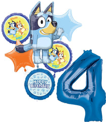 Anagram Bluey 34-inch number 4 foil balloon for a birthday centerpiece