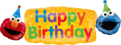 Anagram 35-inch Cookie Monster foil balloon creates a dramatic birthday display.