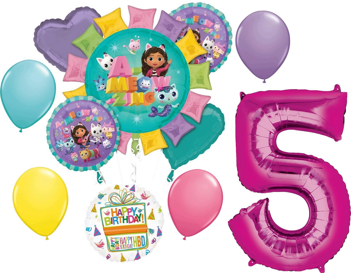 Anagram Gabby 34-inch pink number 5 balloon centerpiece for celebration