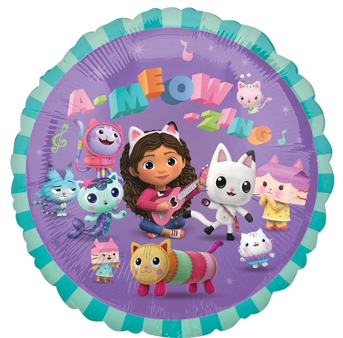 Anagram Gabby 18-inch foil balloons brighten the decor