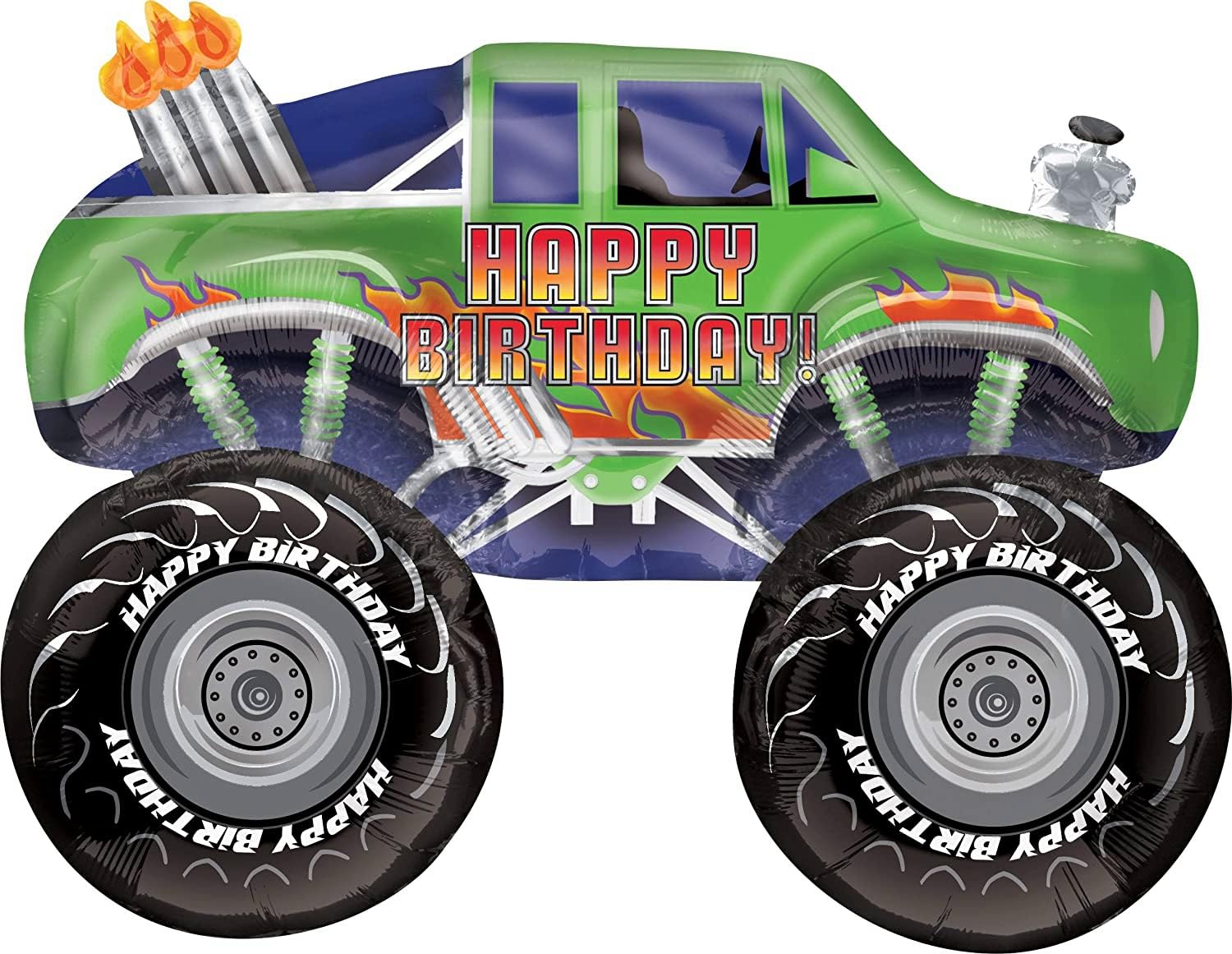 Anagram Monster Trucks 18in checkered flag foil balloon, ideal for coordinating clusters.