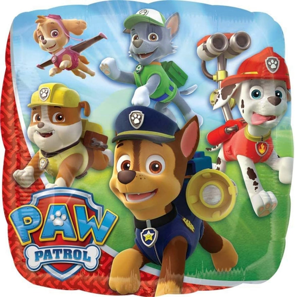 Anagram Paw Pups 17-inch square foil balloons in vibrant colors.