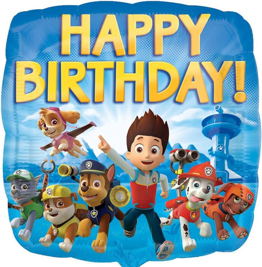 Anagram Paw Pups 17-inch square foil balloons shown in a bundle.
