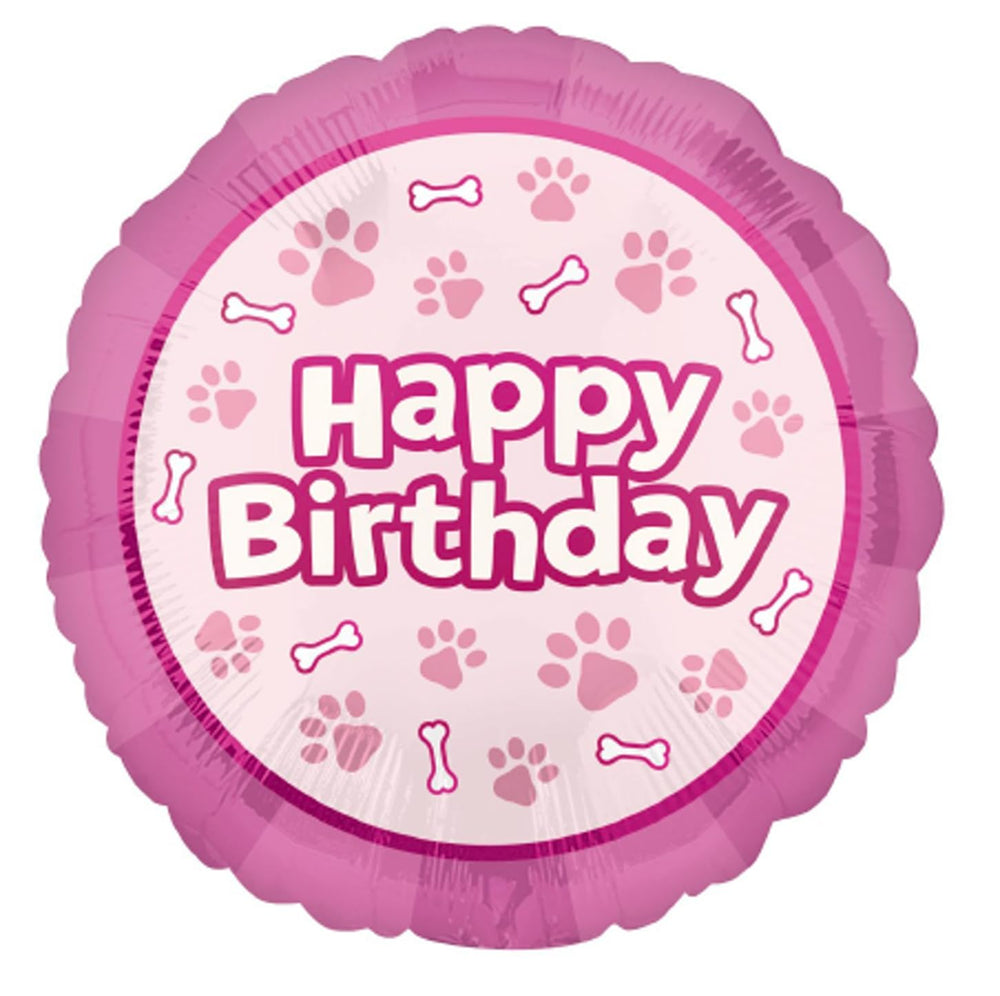 Anagram pink happy birthday 18-inch foil balloon brightens the party backdrop.