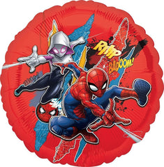 Anagram Spidey balloon bouquet assembly for a themed party.