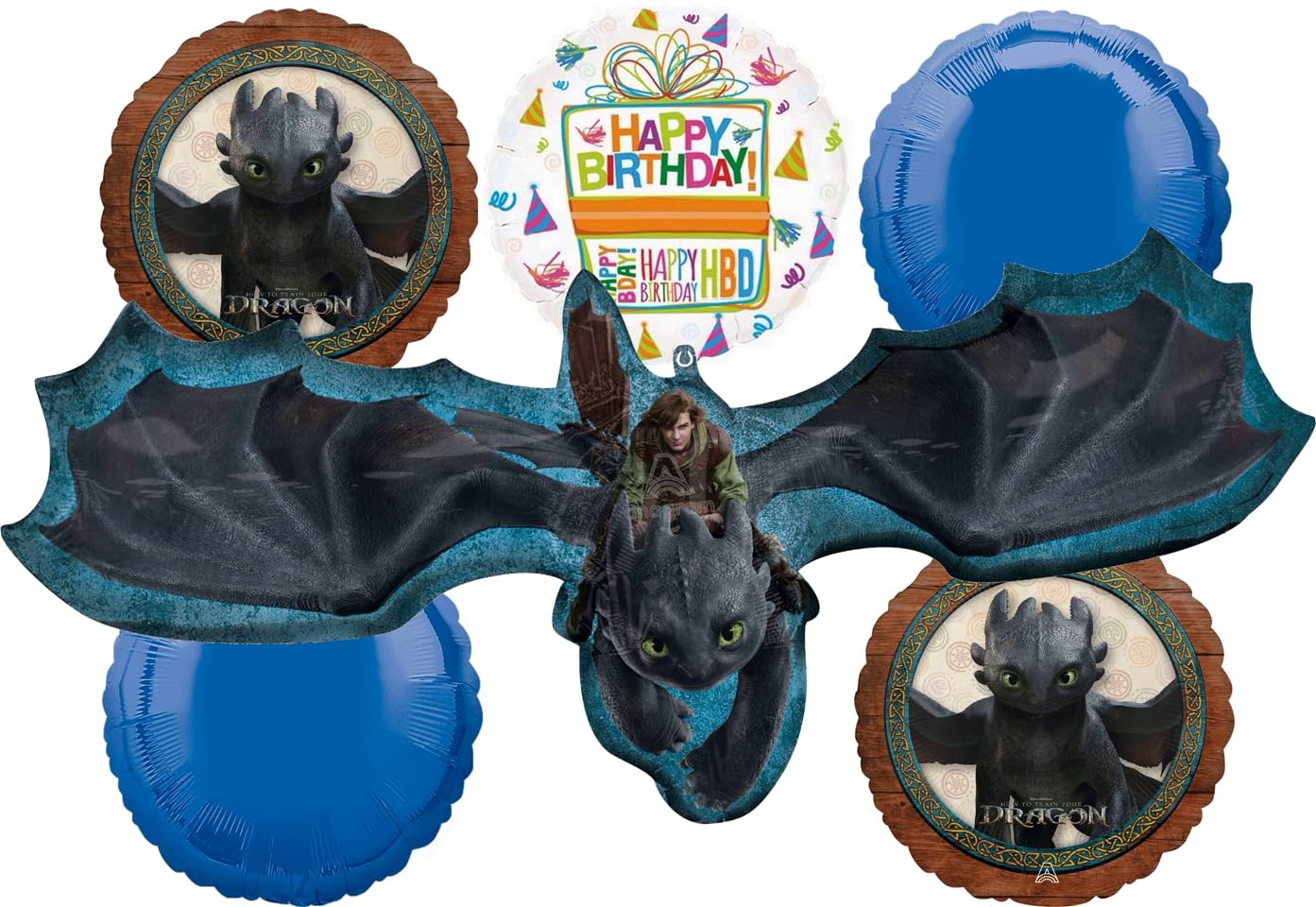 Anagram 44-inch Toothless dragon foil balloon for a dramatic party centerpiece.