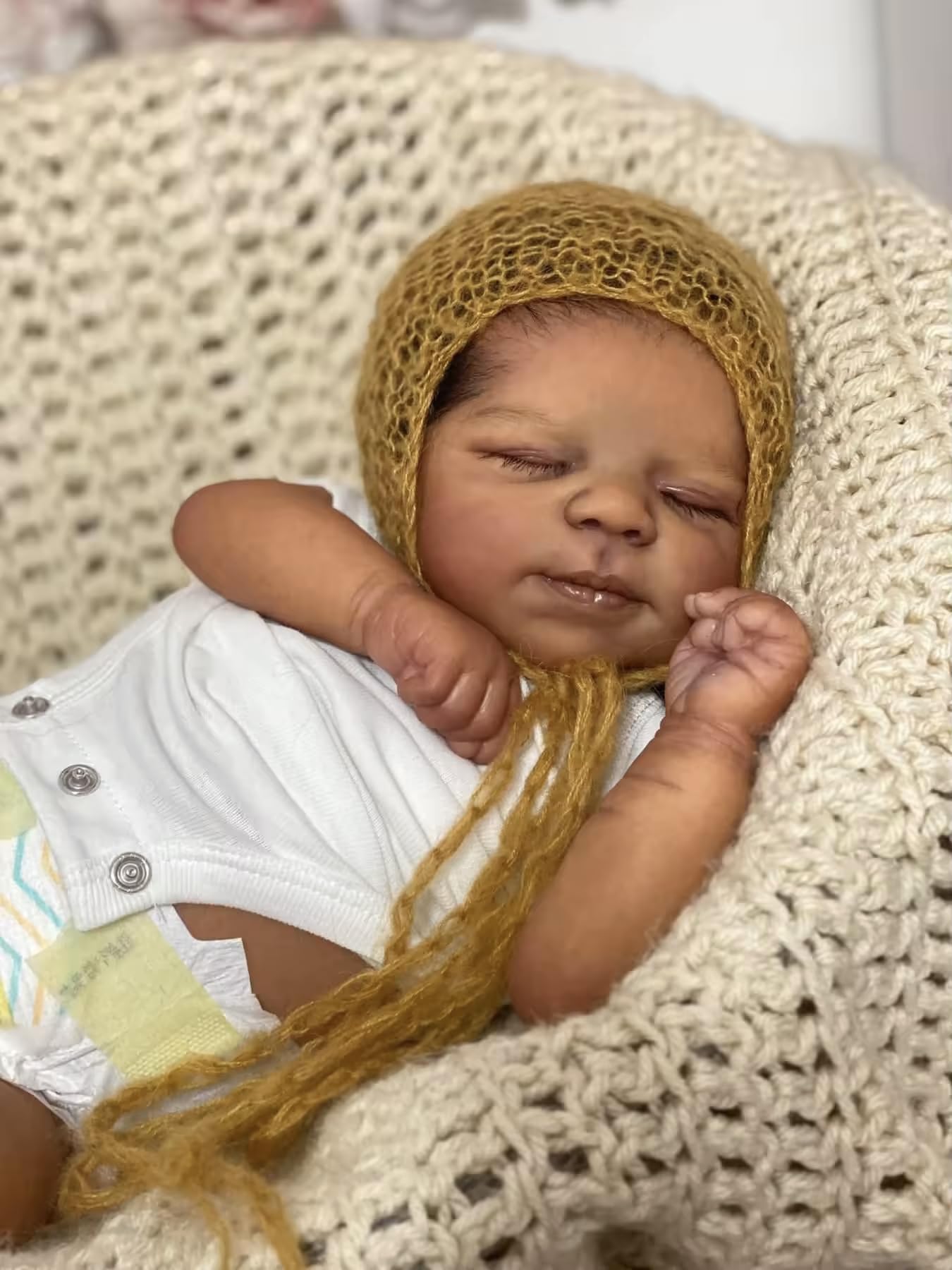 Anano reborn doll textured skin showing capillaries for realistic touch