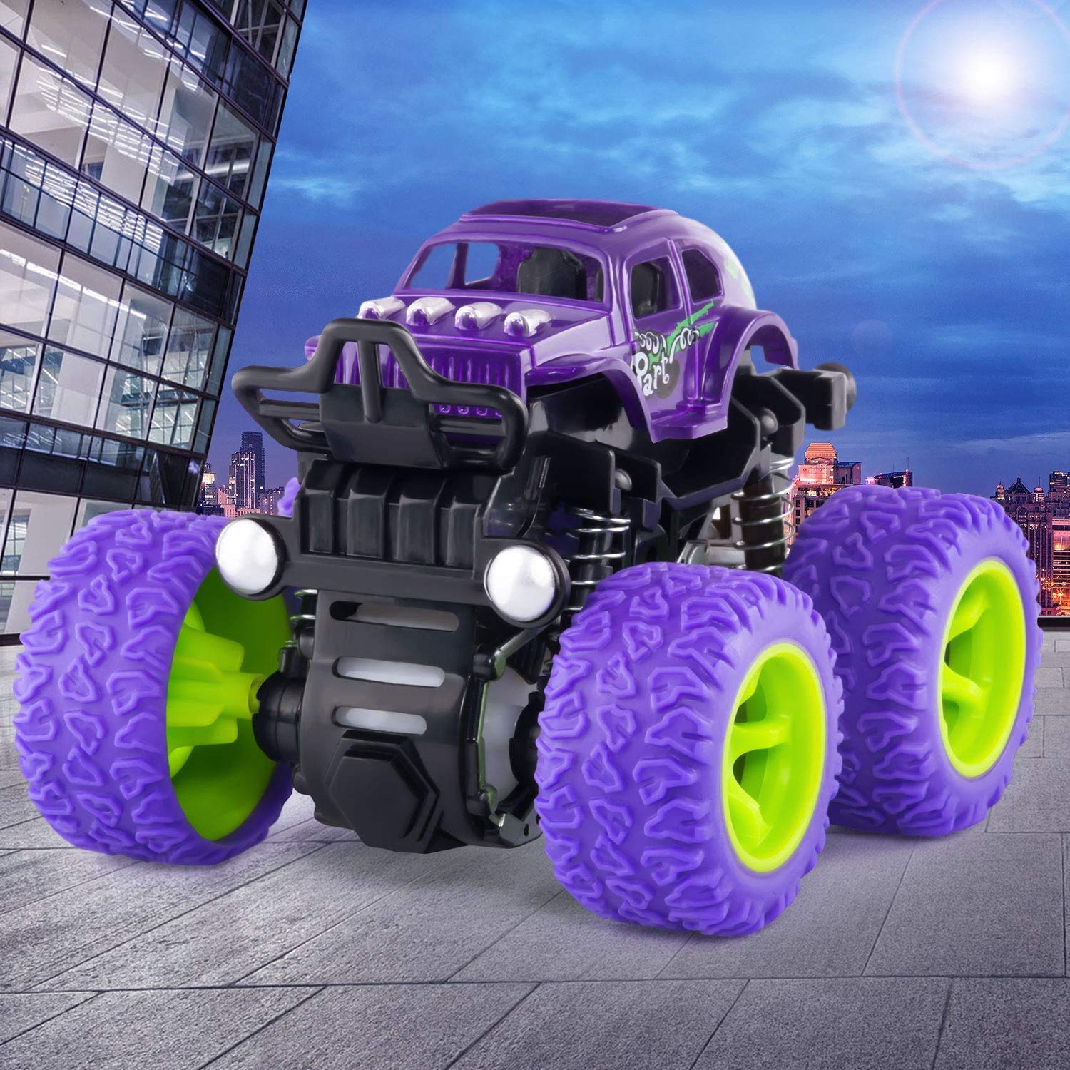 ANAOER metal-bodied trucks with large wheels for durable play on varied terrain.
