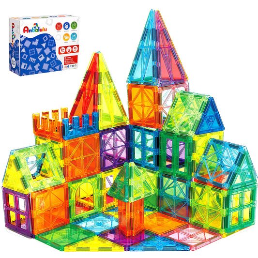 Anbalulu magnetic tiles 63pcs set for creative building and STEM learning.