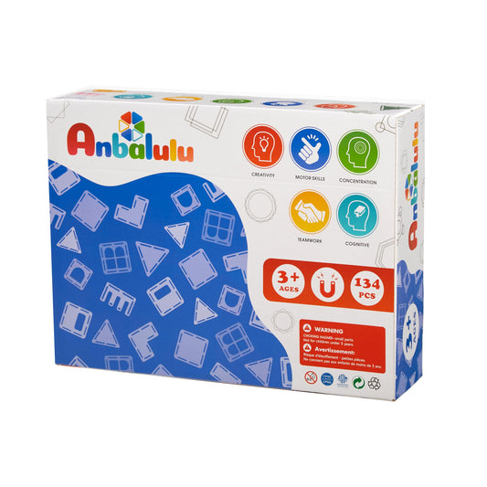 Anbalulu magnetic tiles idea book demonstrates easy projects to spark imagination.
