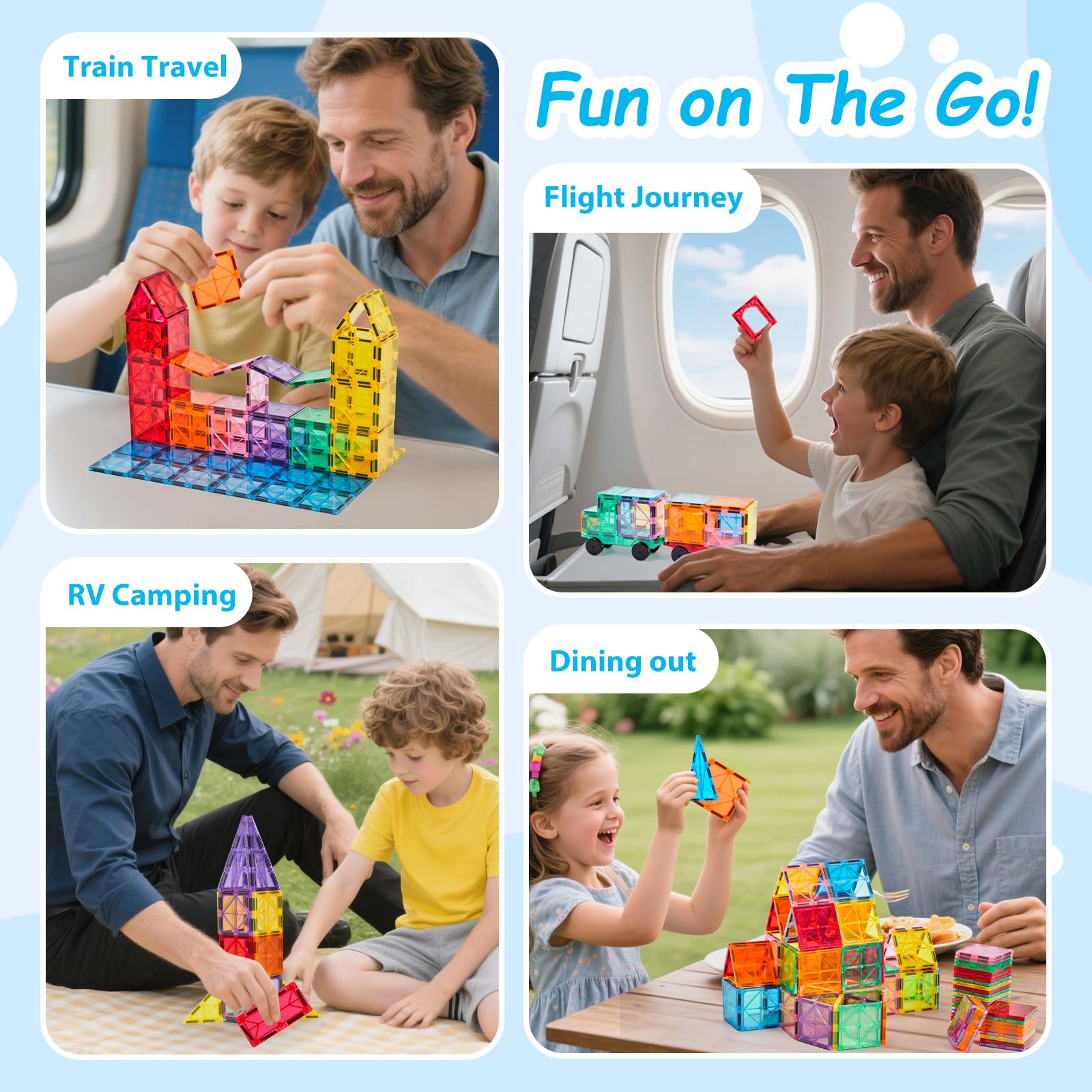 Anbalulu magnetic tiles safe durable plastic with rounded edges for kids.