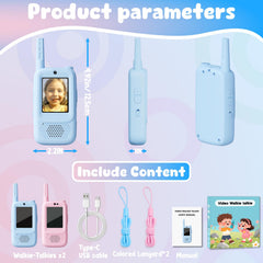ANBURI blue compact walkie-talkie held by a kid for easy carry.