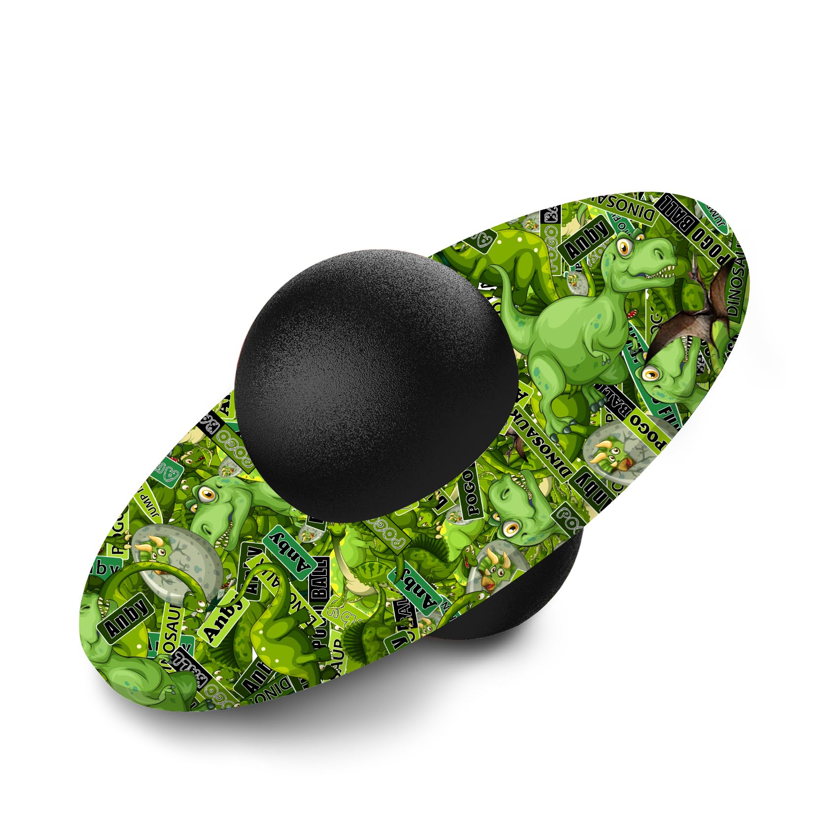 Anby Dinosaur Pogo Ball green close-up shows a sturdy surface for balance.