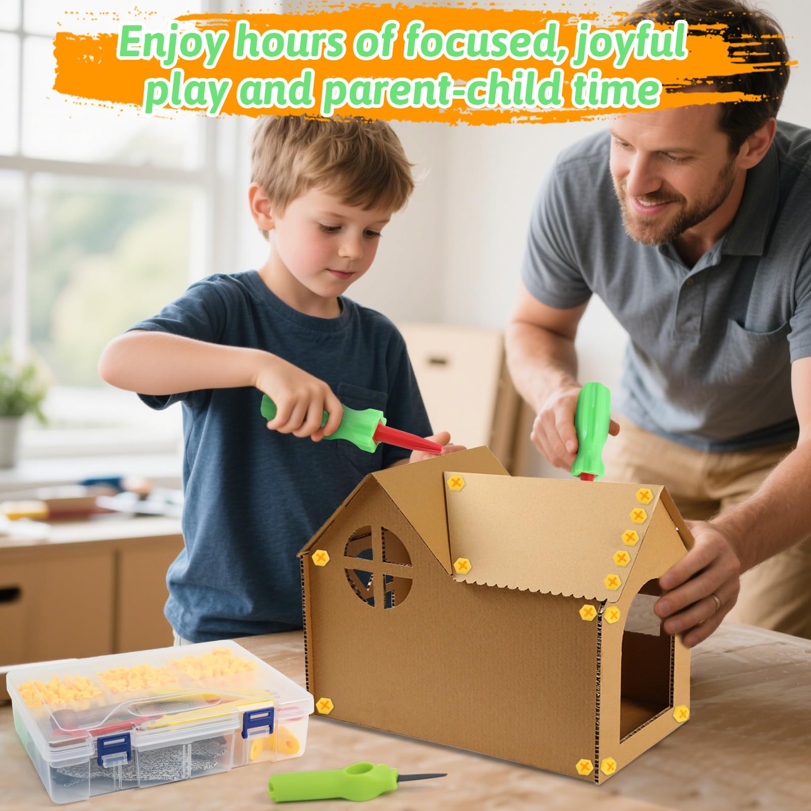 Ancaixin cardboard construction kit parts spread highlights versatile pieces for DIY projects.