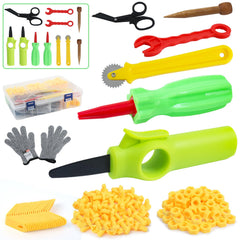 Ancaixin cardboard cutting tools kit close-up shows sturdy parts for creative play.