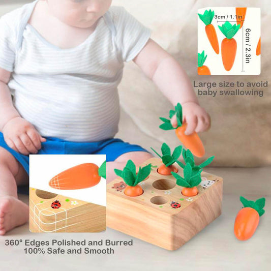 Ancaixin Montessori carrot slot board helps little fingers sort by size and develop coordination.